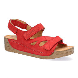 Dámské kožené sandály na silné podrážce Pollonus Raspberry 5-0836-017