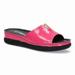 Módní dámské kožené žabky růžové Pollonus 5-1617-002