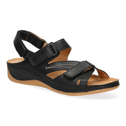 Pohodlné kožené dámské sandály Pollonus černé 5-0773-026