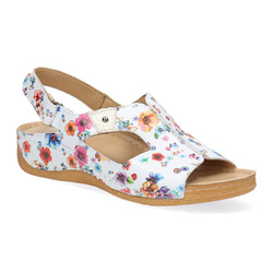 Pollonus dámské kožené sandály 5-0774-085 White+Floral motif