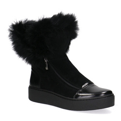 Pollonus dámské kožené boty černé naplak+vellum+fleece 5-1370-001