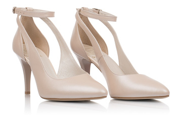 Kožené taneční boty s výřezem v béžové barvě LIVIA v délce nad kotníky