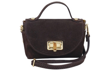 Malá semišová společenská kabelka - Hnědá tmavá