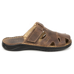 Pánské kožené žabky 0223W Khaki