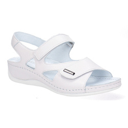 Robustní kožené sandály na suchý zip Pollonus white 5-0994-111