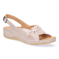 Saténové růžové kožené dámské sandály Pollonus 5-0686-052