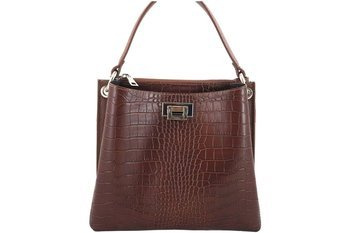 Módní kožená kabelka CROCO - hnědá