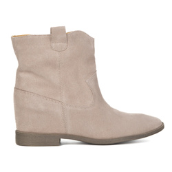 Dámské kozačky na platformách semišové BUTDAM béžové kožené kozačky