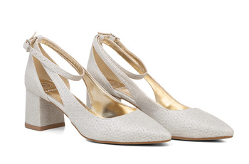 Nízké lodičky Gabi na jehlovém podpatku, stříbrný brokát