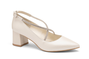 Lodičky na nízkém podpatku s ozdobnými křížovými pásky ecru BUTDAM