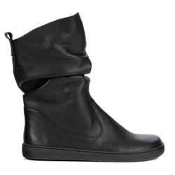 Dámské zateplené kožené boty BAREFOOT Freja Polish black facing