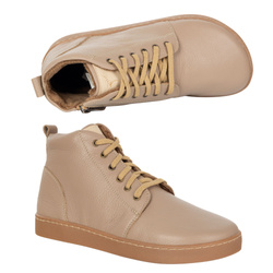 Dámské kožené zimní boty barefoot Z-B04 beige