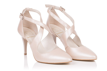 Béžové taneční boty na podpatku s řemínky XENA