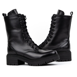 Kožené dámské vysoké boty 1064 černé