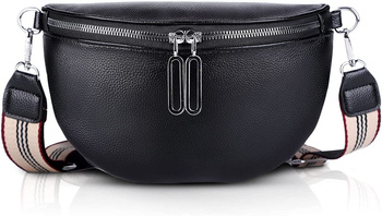 Černá ledvinka z ekokůže BP96 se stříbrnými zipy