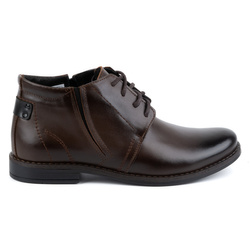 Pánské zimní kožené boty tmavě hnědé 336LU - Olivier boots