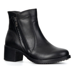 Dámské kožené kozačky na podpatku 1020POL black face