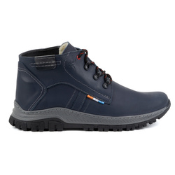 Pánské zimní kožené boty 119GT navy blue