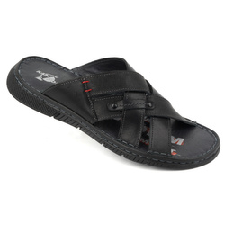 Klapki skórzane męskie krzyżaki 203KAM czarne