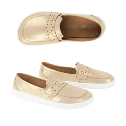 Dámské barefoot mokasíny Inga s širokou přední částí POLISH zlaté