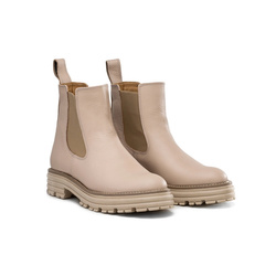 Pantofle na silné podrážce z kůže béžové Butdam WOS