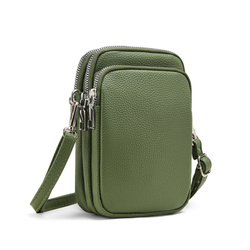 malé kabelkové pouzdro stříbrné kování khaki zelená