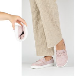 Dámské barefoot mokasíny Inga s širokou přední částí POLISH flowers pink