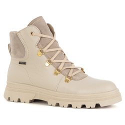 Dámské kožené kozačky 1692POL béžové s lícovým povrchem
