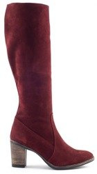 Dámské kožené kozačky Olivier na vysokém podpatku vínové barvy