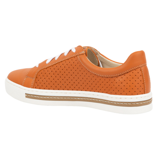Półbuty damskie sneakersy skórzane 0675W pomarańczowe
