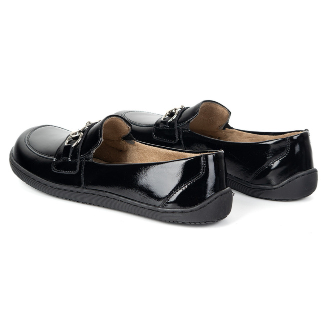 Dámské minimalistické kožené mokasíny Barefoot 1288AR černý lak