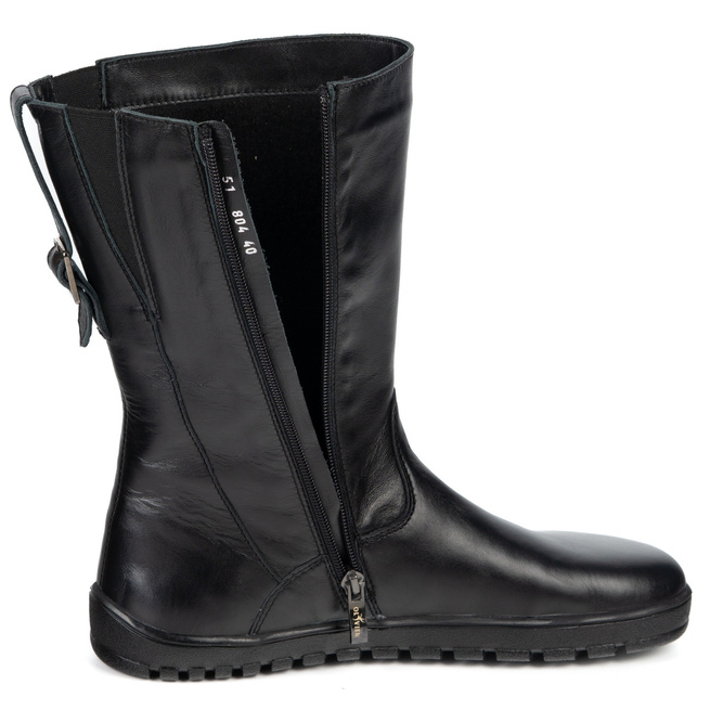 Dámské kožené boty barefoot Olivier Hazel černé kožené boty s koženým povrchem