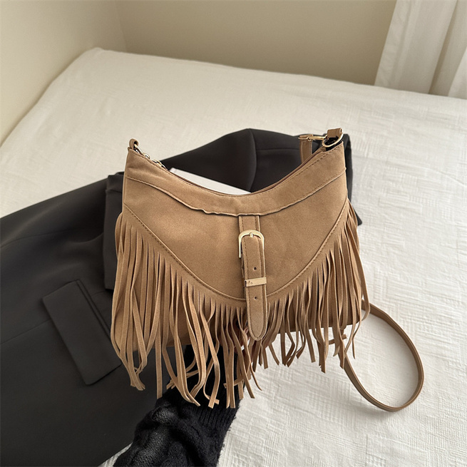 Dámská kabelka se střapci SB96 dark boho beige