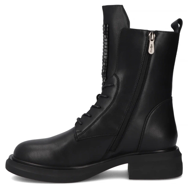 Skórzane czarne botki trzewiki damskie eleganckie DBT7241 BK czarne