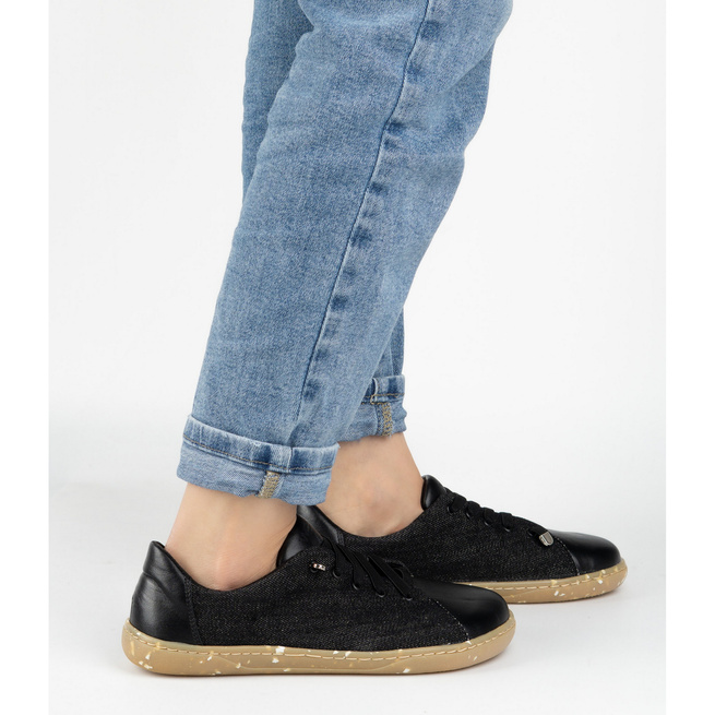 Dámská minimalistická kožená obuv barefoot 0771W black denim