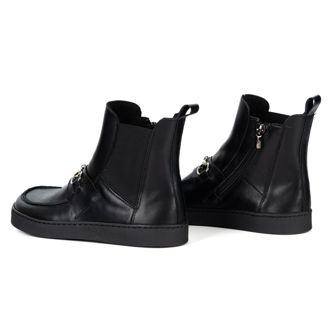 Damskie botki barefoot Scarlet skóra naturalna ocieplane zimowe czarne