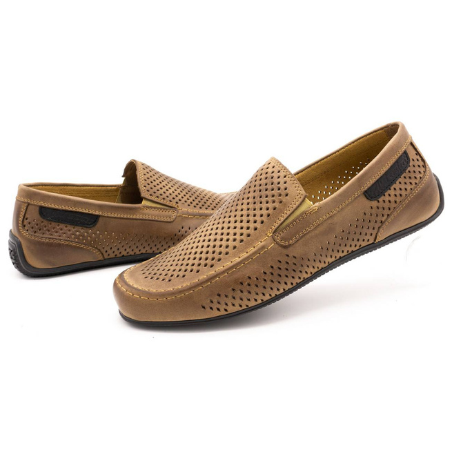 Pánské kožené mokasíny 2105P hnědé