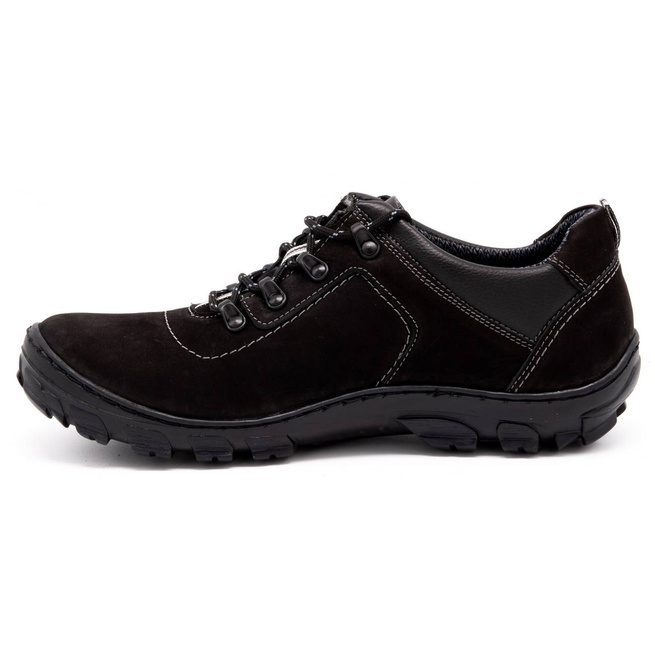 Buty męskie trekkingowe czarny nubuk 7109 - Buty Olivier