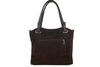 Velká elegantní kabelka z přírodní kůže a semiše - Hnědá tmavá
