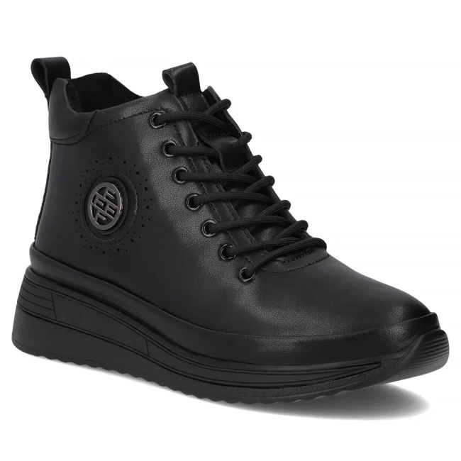 Skórzane botki na platformie Filippo DBT4215/25 BK BK czarne