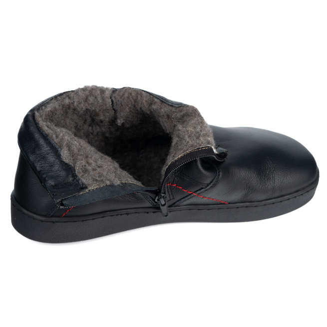 Buty męskie barefoot zimowe skórzane 756MP polskie obuwie z naturalnej skóry ocieplane czarne