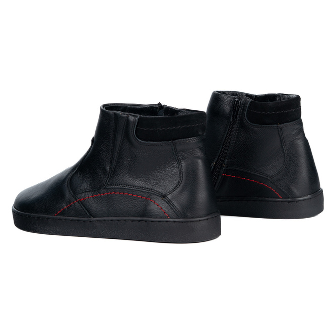Buty męskie barefoot zimowe skórzane 756MP polskie obuwie z naturalnej skóry ocieplane czarne