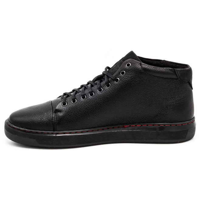 Buty męskie skórzane ocieplane 2110F Czarne