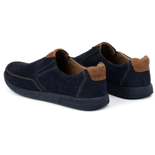 Ležérní pánská kožená obuv 854/L/2 navy blue
