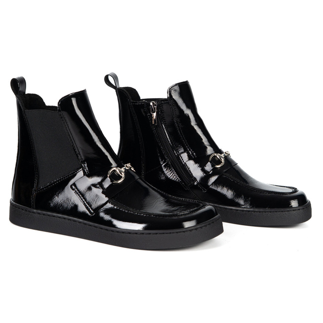 Dámské barefoot boty Scarlet přírodní kůže zateplené zimní černý lak