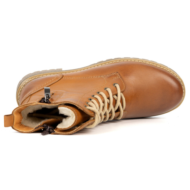 Dámské kožené boty Lauren zateplené vlnou červené