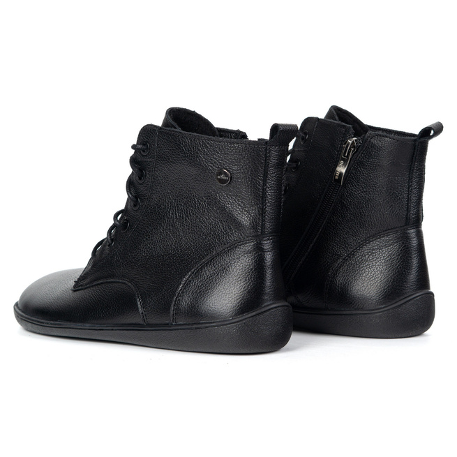 BAREFOOT dámské kožené boty 1795POL - zateplené, šněrovací se zipem