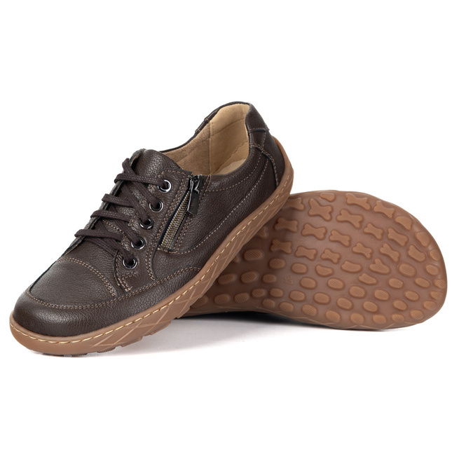 BAREFOOT Damskie minimalistyczne półbuty skórzane OLIVIER 770 brązowe