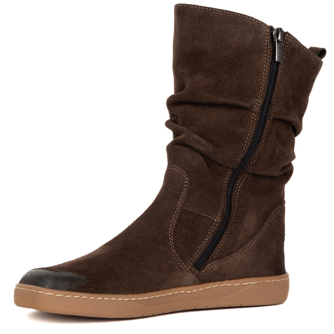 Buty Damskie botki BAREFOOT skórzane ocieplane Freja polskie brązowe