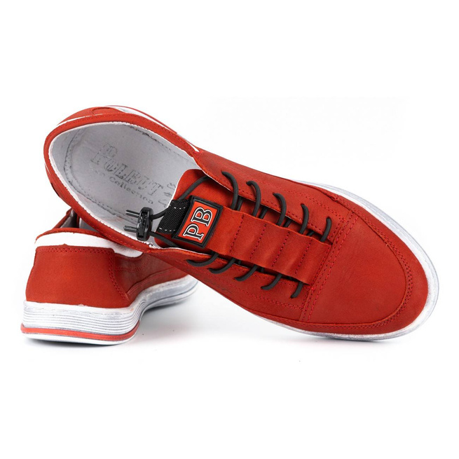 Buty męskie skórzane casual K22N czerwony nubuk